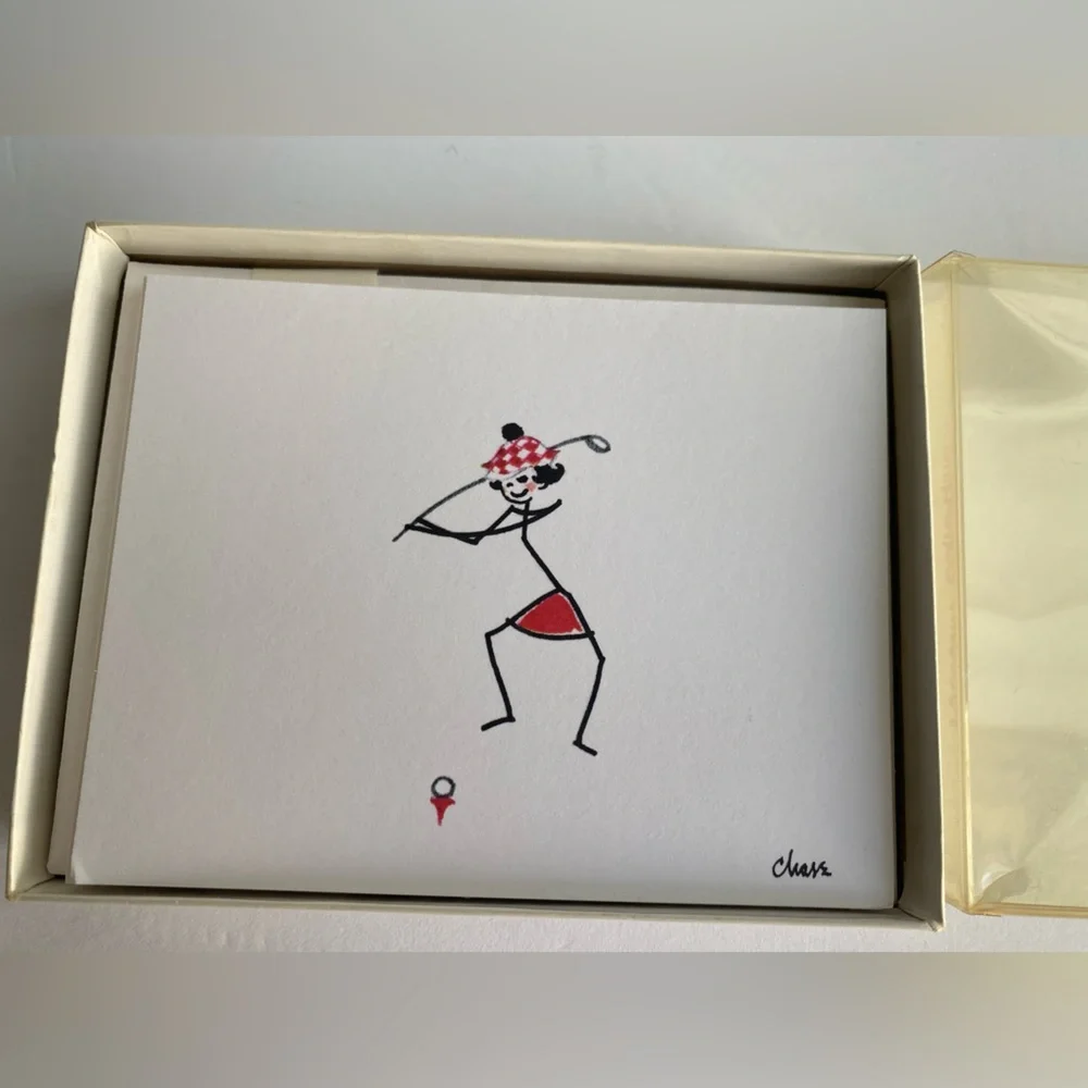 Kristin Elliott Inc. 10 cards with envelopes Golf Vintage stationary
